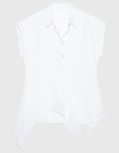 Asymmetrische Leinen-Bluse