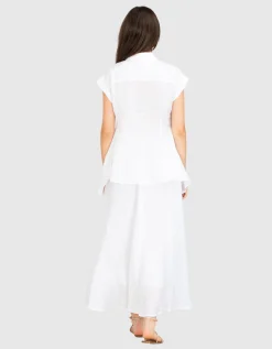 Asymmetrische Leinen-Bluse
