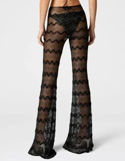 Ausgestellte Cover-up-Hose aus Zick-Zack-Lamé-Viskose