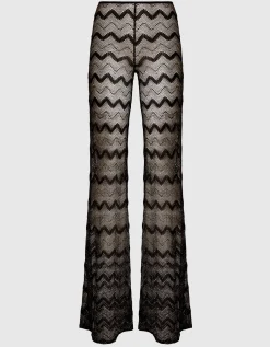 Ausgestellte Cover-up-Hose aus Zick-Zack-Lamé-Viskose