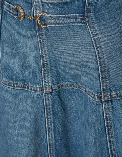 Ausgestellter Jeans-Rock mit dekorativem Metall-Detail