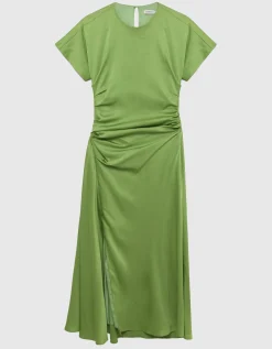 Ausgestelltes Satin-Kleid mit Drapierung
