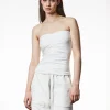 Bandeau-Top mit Raffung