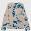 Batik-Kaschmir Pullover mit aufgerolltem Saum