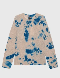Batik-Kaschmir Pullover mit aufgerolltem Saum