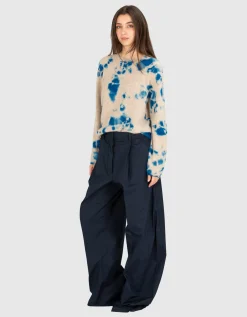 Batik-Kaschmir Pullover mit aufgerolltem Saum