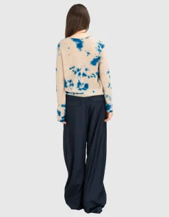 Batik-Kaschmir Pullover mit aufgerolltem Saum