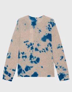 Batik-Kaschmir Pullover mit aufgerolltem Saum