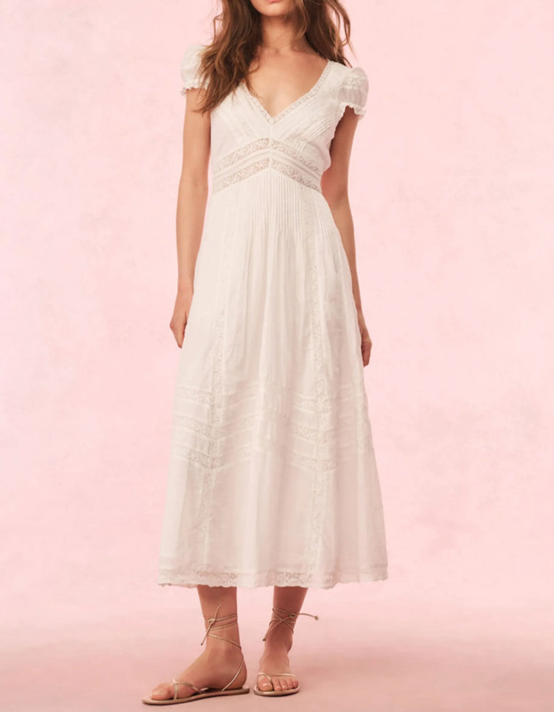 Baumwoll-Midi Kleid Suvi mit Spitzendetails