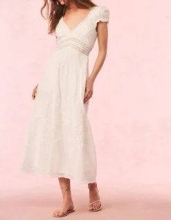 Baumwoll-Midi Kleid Suvi mit Spitzendetails