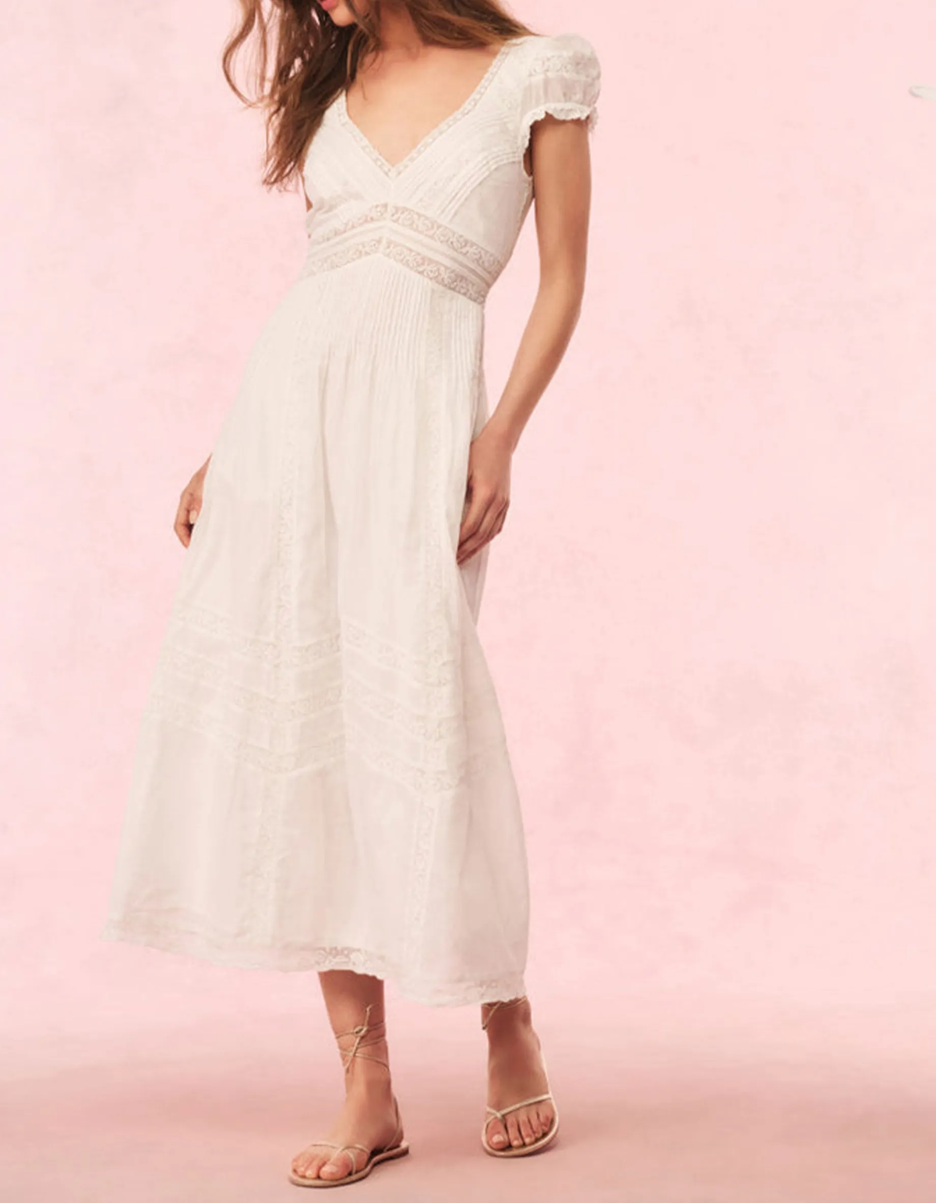 Baumwoll-Midi Kleid Suvi mit Spitzendetails
