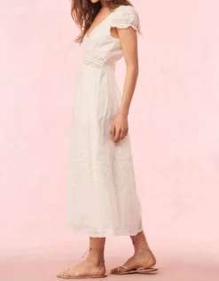 Baumwoll-Midi Kleid Suvi mit Spitzendetails