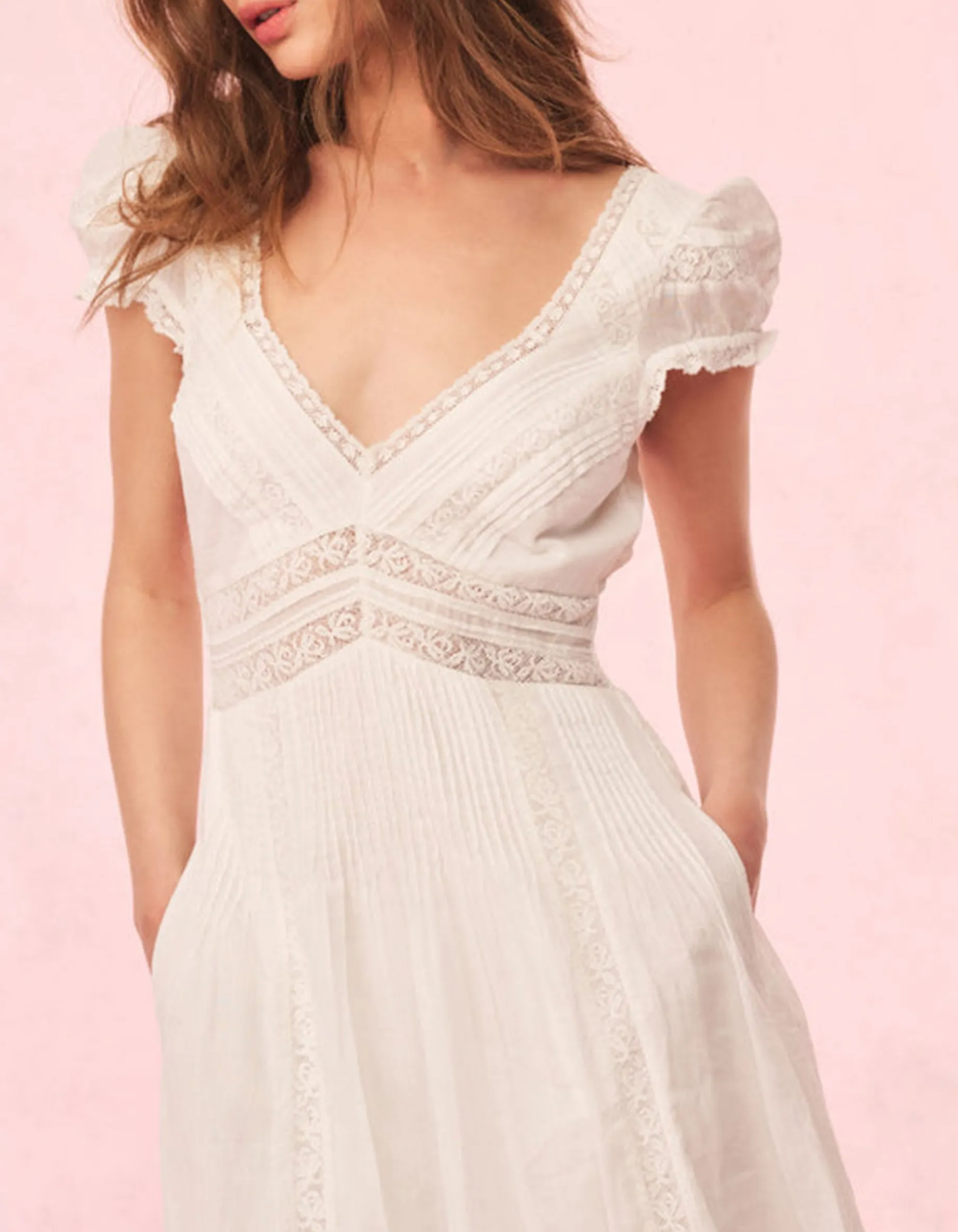 Baumwoll-Midi Kleid Suvi mit Spitzendetails