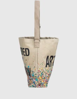 Bedruckte Tasche mit Farbklecksen und abnehmbaren Seiden-Tuch