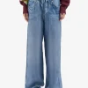 Bedruckte Wide-Leg Seiden-Hose im Denim-Design