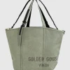 Bedruckter Canvas Shopper mit Leder-Details