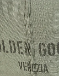 Bedruckter Canvas Shopper mit Leder-Details