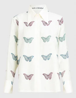 Bedrucktes Oversize Seiden-Hemd Dana