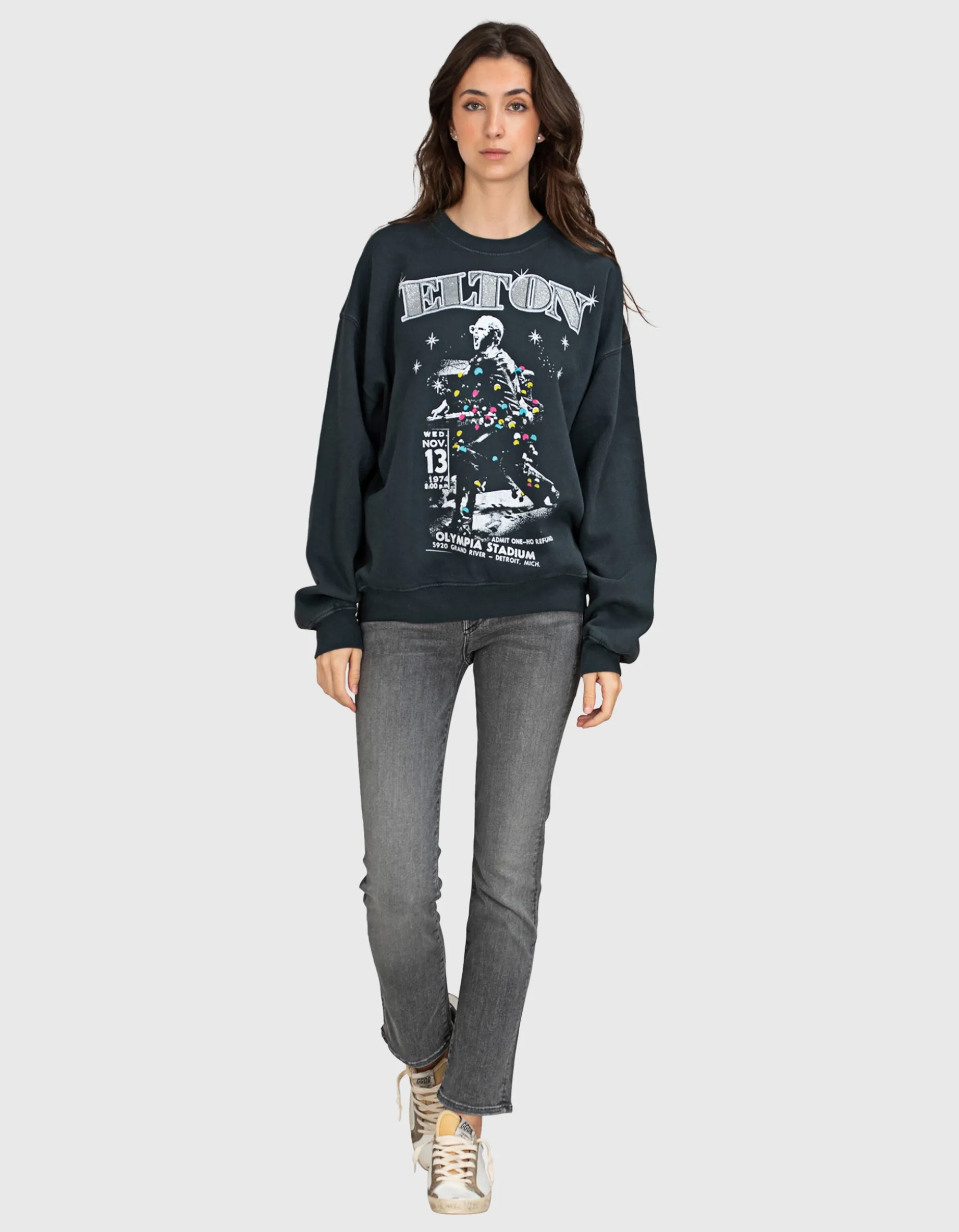 Bedrucktes Oversize Sweatshirt mit Glitter-Finish