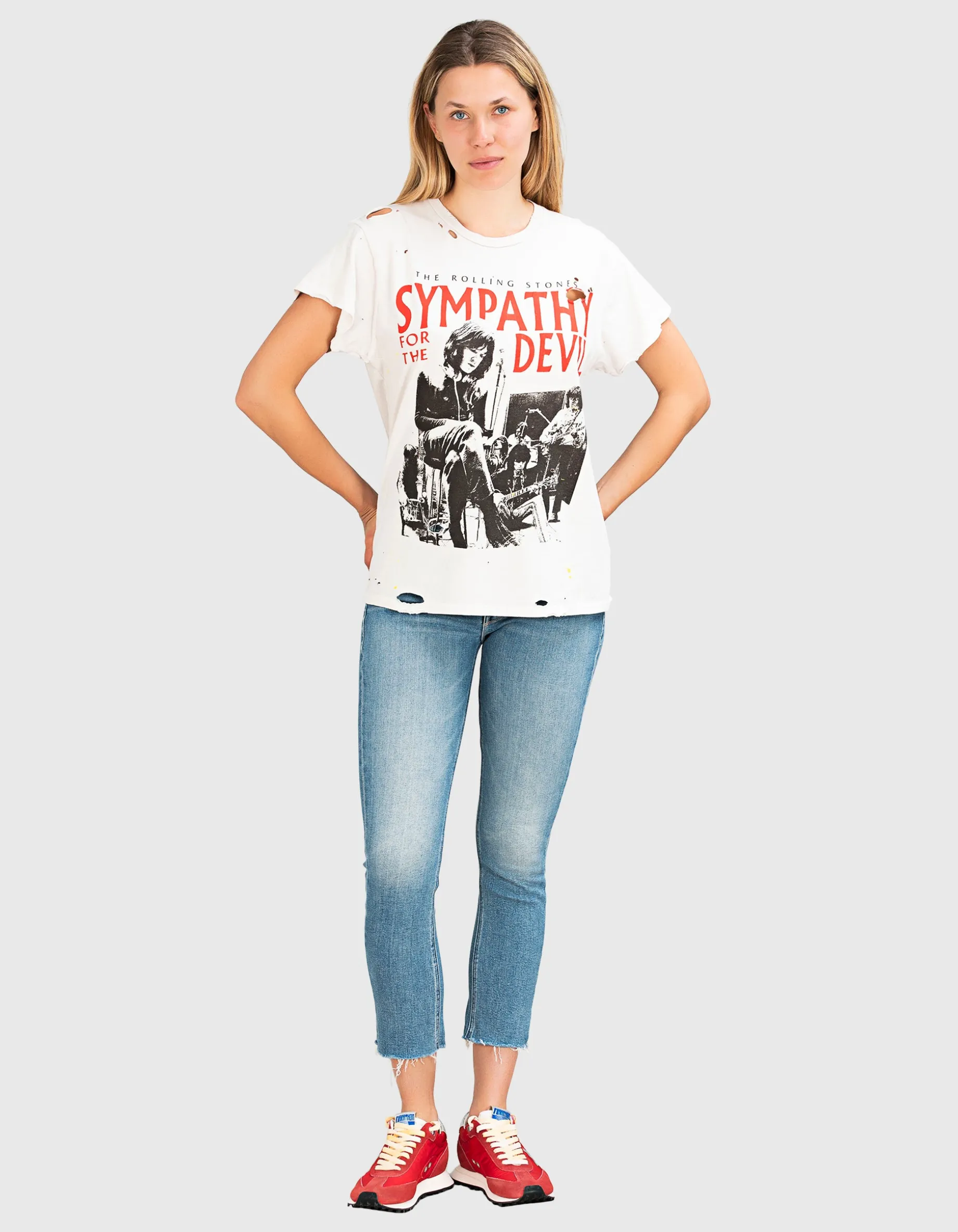 Bedrucktes Oversize T-Shirt im Destroyed-Look