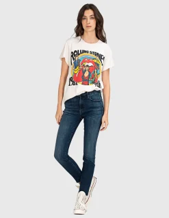 Bedrucktes Oversize T-Shirt im Destroyed-Look