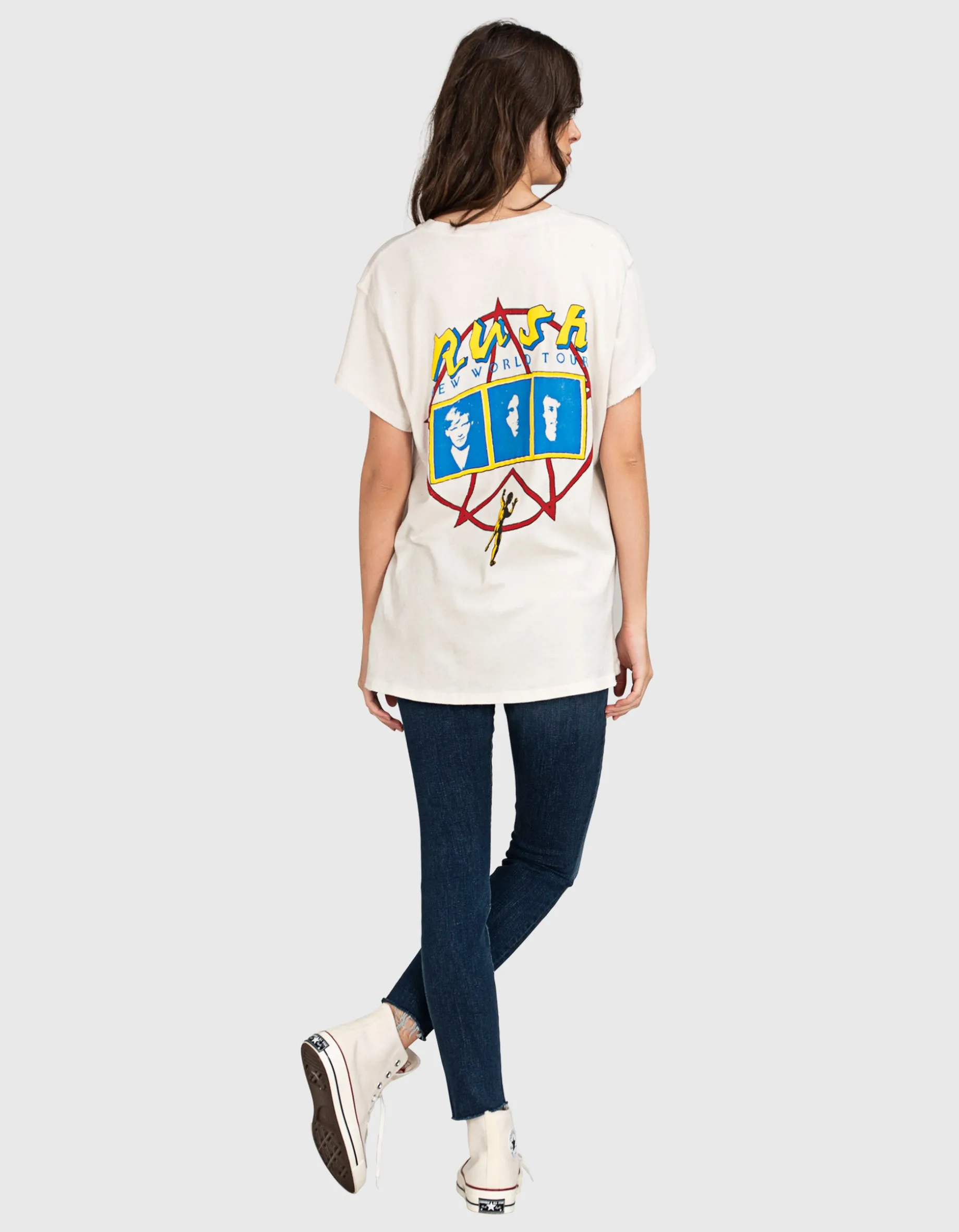 Bedrucktes Oversize T-Shirt im Destroyed-Look