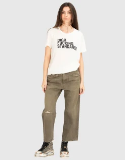 Bedrucktes Oversize-T-Shirt mit Kaschmir-Anteil