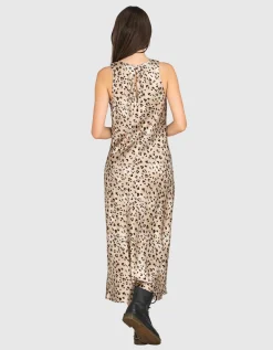 Bedrucktes Satin Midi-Kleid