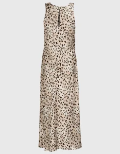 Bedrucktes Satin Midi-Kleid