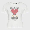 Bedrucktes T-Shirt in Ripp-Optik