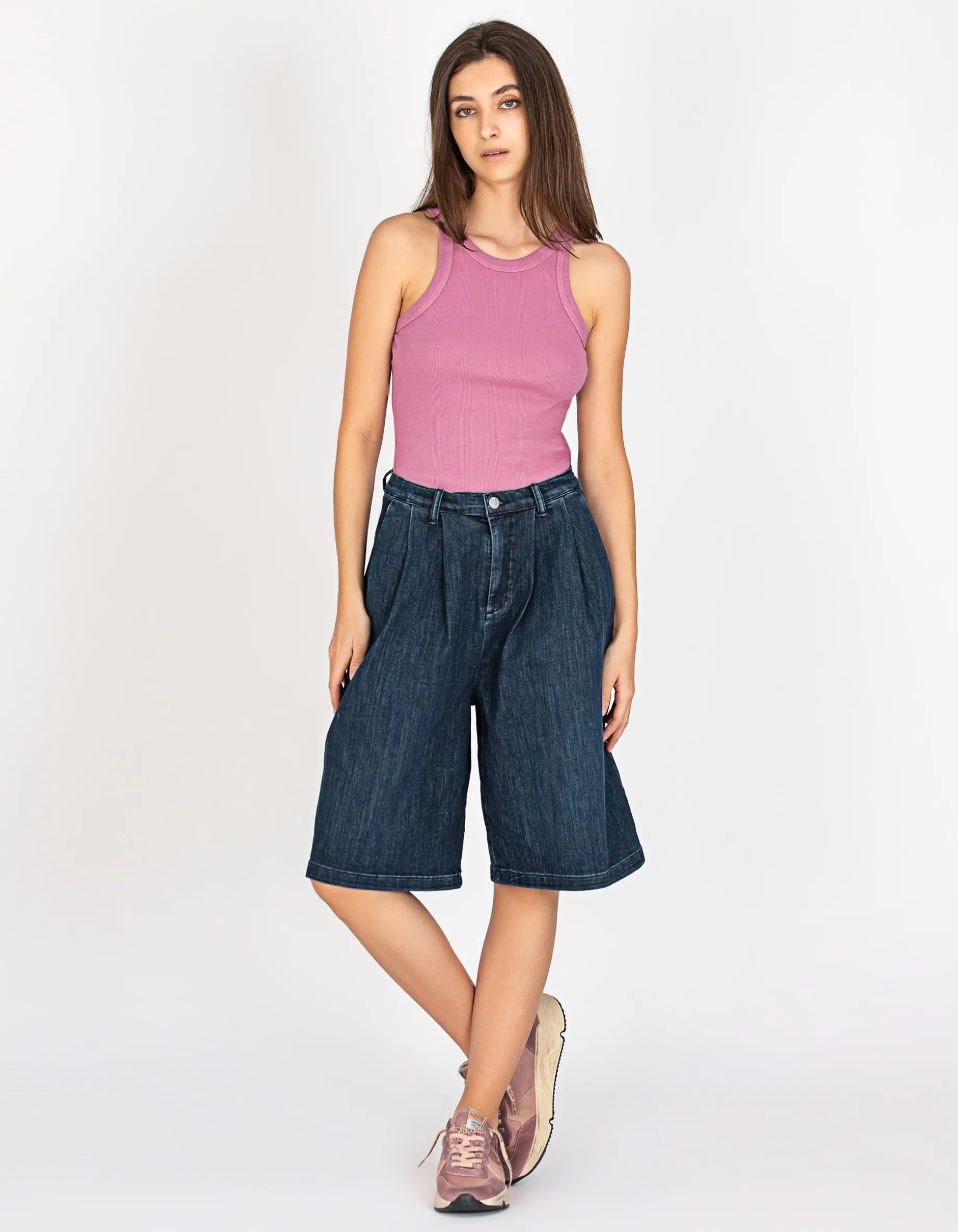 Bermuda Bundfalten Jeans Shorts