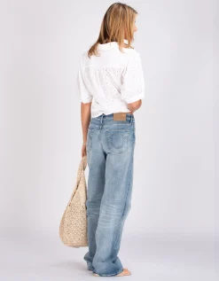 Bestickte Kurzarm-Bluse Emma
