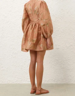 Besticktes Leinen-Seiden-Mix Mini-Kleid Illuminate Drawn
