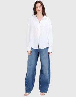 Bluse mit Lochstickerei