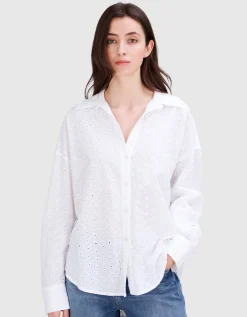 Bluse mit Lochstickerei