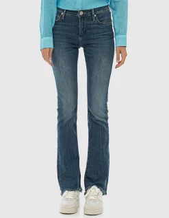 Bootcut-Jeans mit offenem Saum