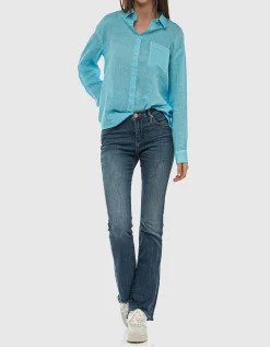 Bootcut-Jeans mit offenem Saum