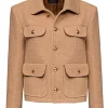 Bouclé-Jacke mit geprägten Knöpfen