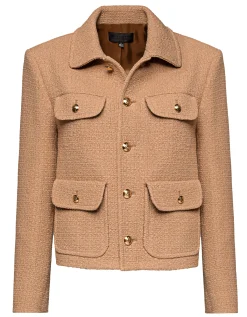 Bouclé-Jacke mit geprägten Knöpfen