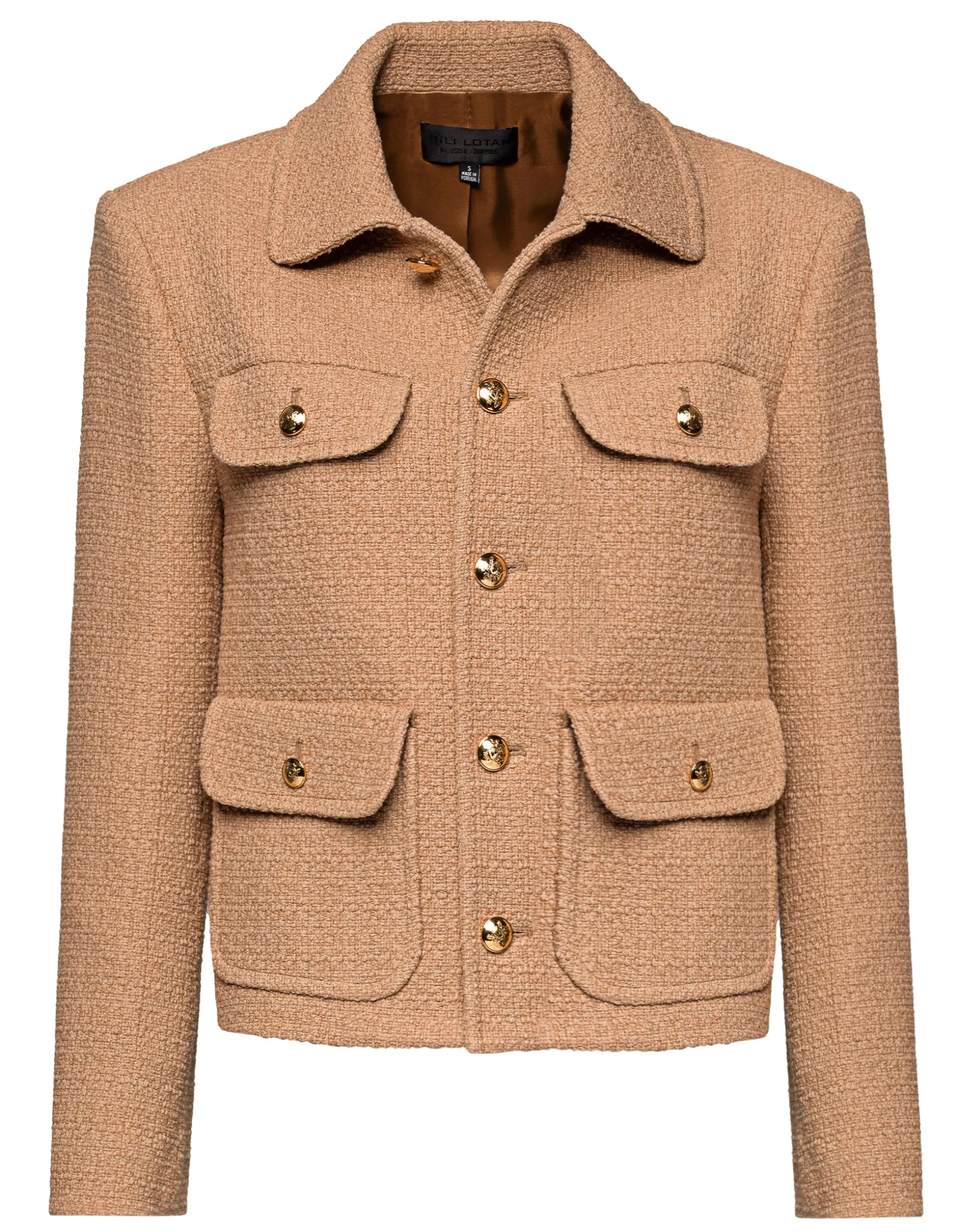 Bouclé-Jacke mit geprägten Knöpfen