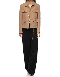 Bouclé-Jacke mit geprägten Knöpfen