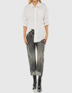 Boyfriend Jeans mit asymmetrischem Bund
