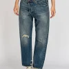 Boyfriend-Jeans mit asymmetrischem Bund