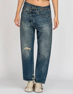 Boyfriend-Jeans mit asymmetrischem Bund