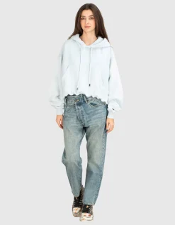 Boyfriend-Jeans mit asymmetrischem Bund
