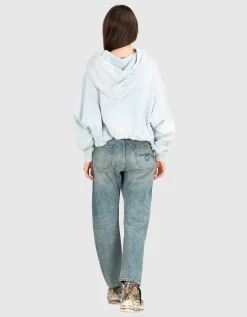Boyfriend-Jeans mit asymmetrischem Bund