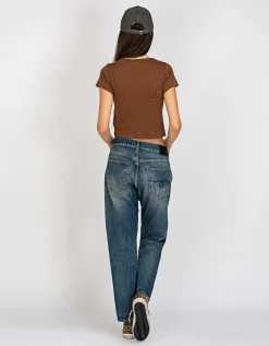 Boyfriend-Jeans mit asymmetrischem Bund