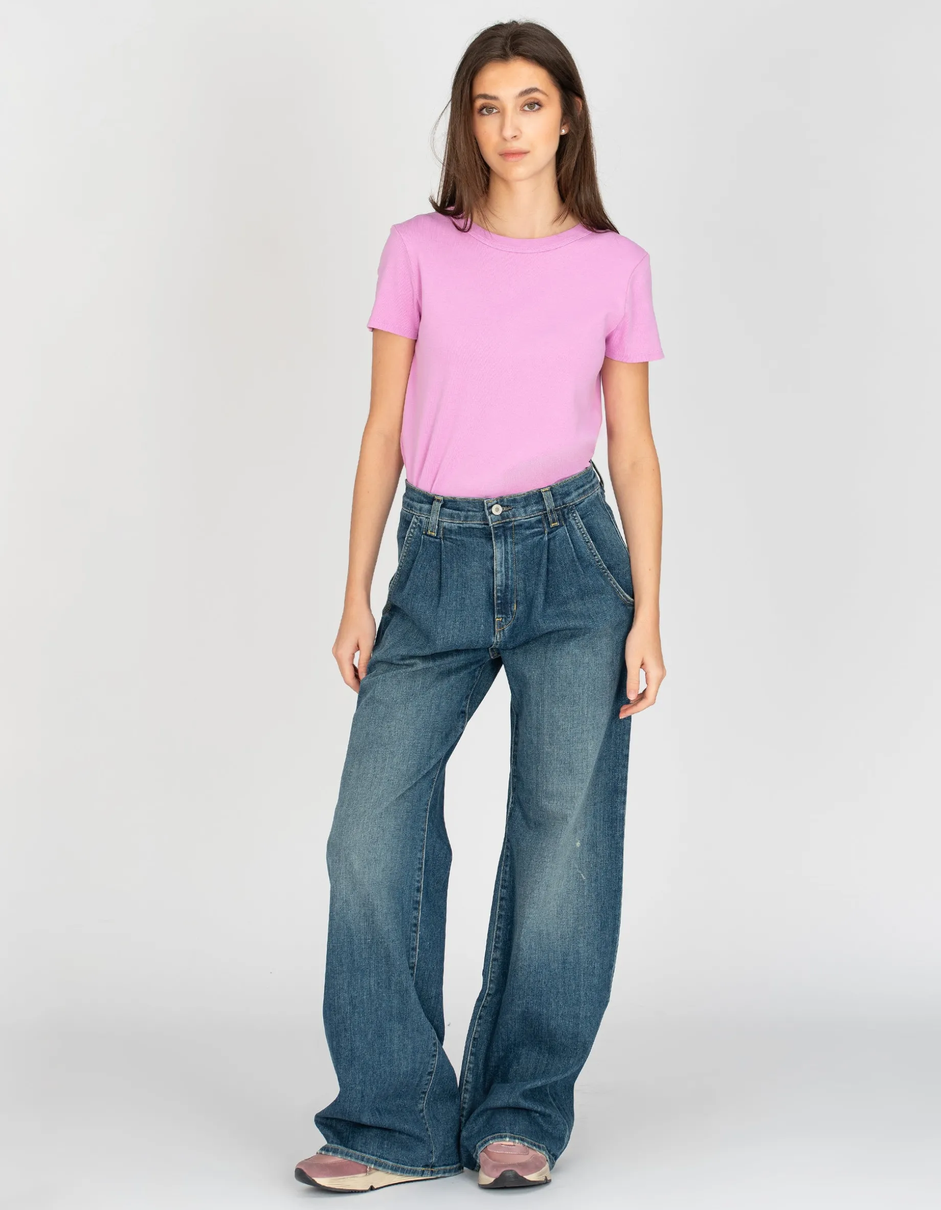 Bundfalten-Wide-Leg Jeans Flora