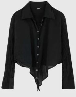Crop-Bluse mit Binde-Detail