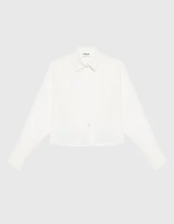 Cropped Bluse mit Seidenanteil